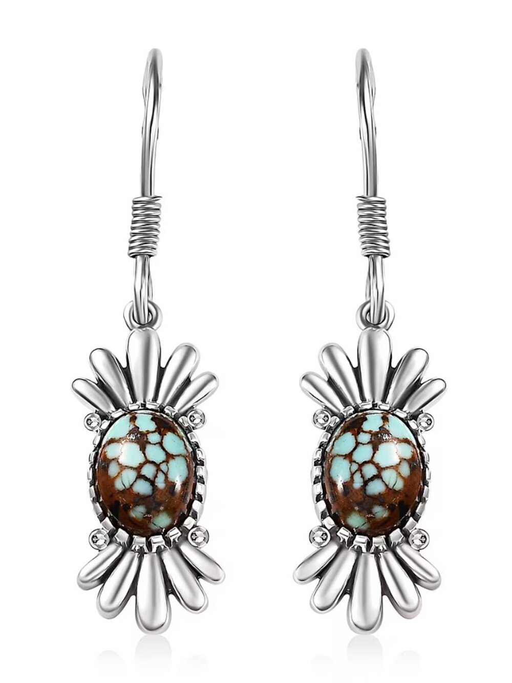 Blue Horizon Turquoise 2.10 ctw Earrings in Black Oxidized Sterling Silver - NEW